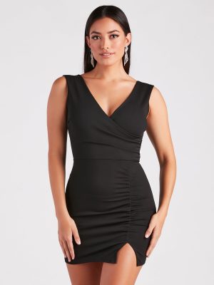 Simplicity Is Chic Crepe V-Neck Short Dress