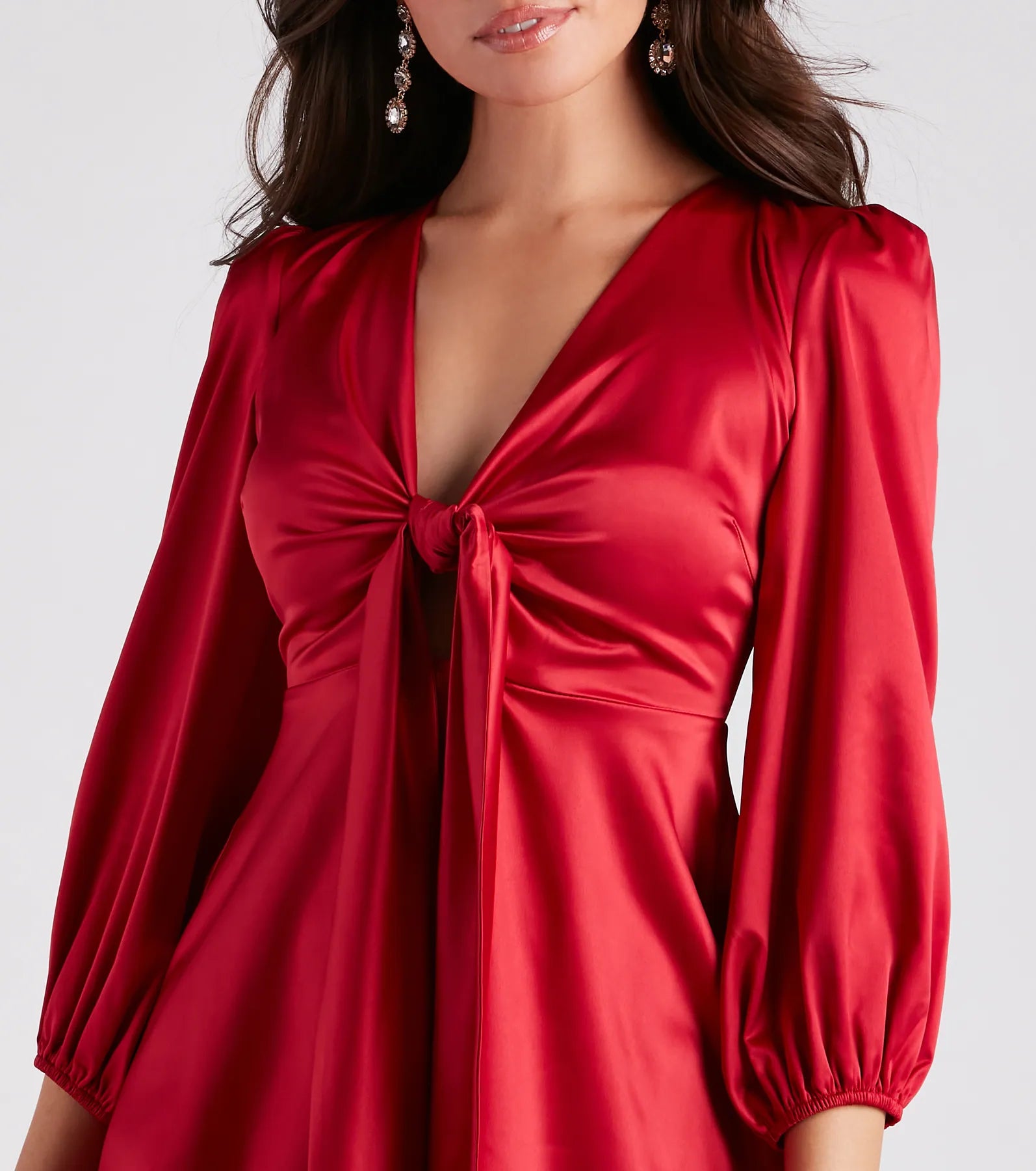Sleek Satin Tie-Front Mini Dress - Image 4