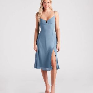 Chic Fantasy Chiffon V-Neck Midi Dress