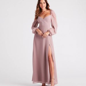 Sheer Beauty Chiffon Slit Maxi Dress