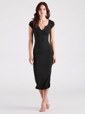 Iconic Basic Cap Sleeve Midi Dress