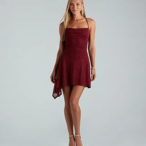 Midnight Mesh Glitter A-Line Party Dress