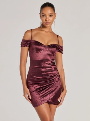 Luxe Cold-Shoulder Rhinestone Satin Mini Dress