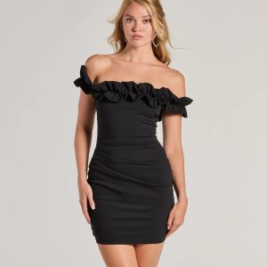 Chic Factor Ruffled Off-The-Shoulder Mini Dress