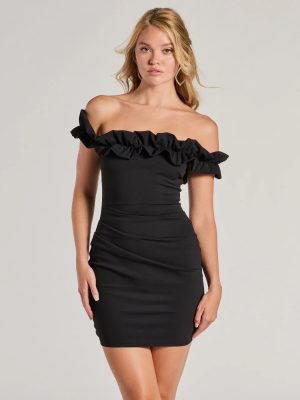 Chic Factor Ruffled Off-The-Shoulder Mini Dress