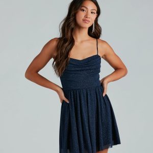 Ready To Shine Glitter Short Skater Dress