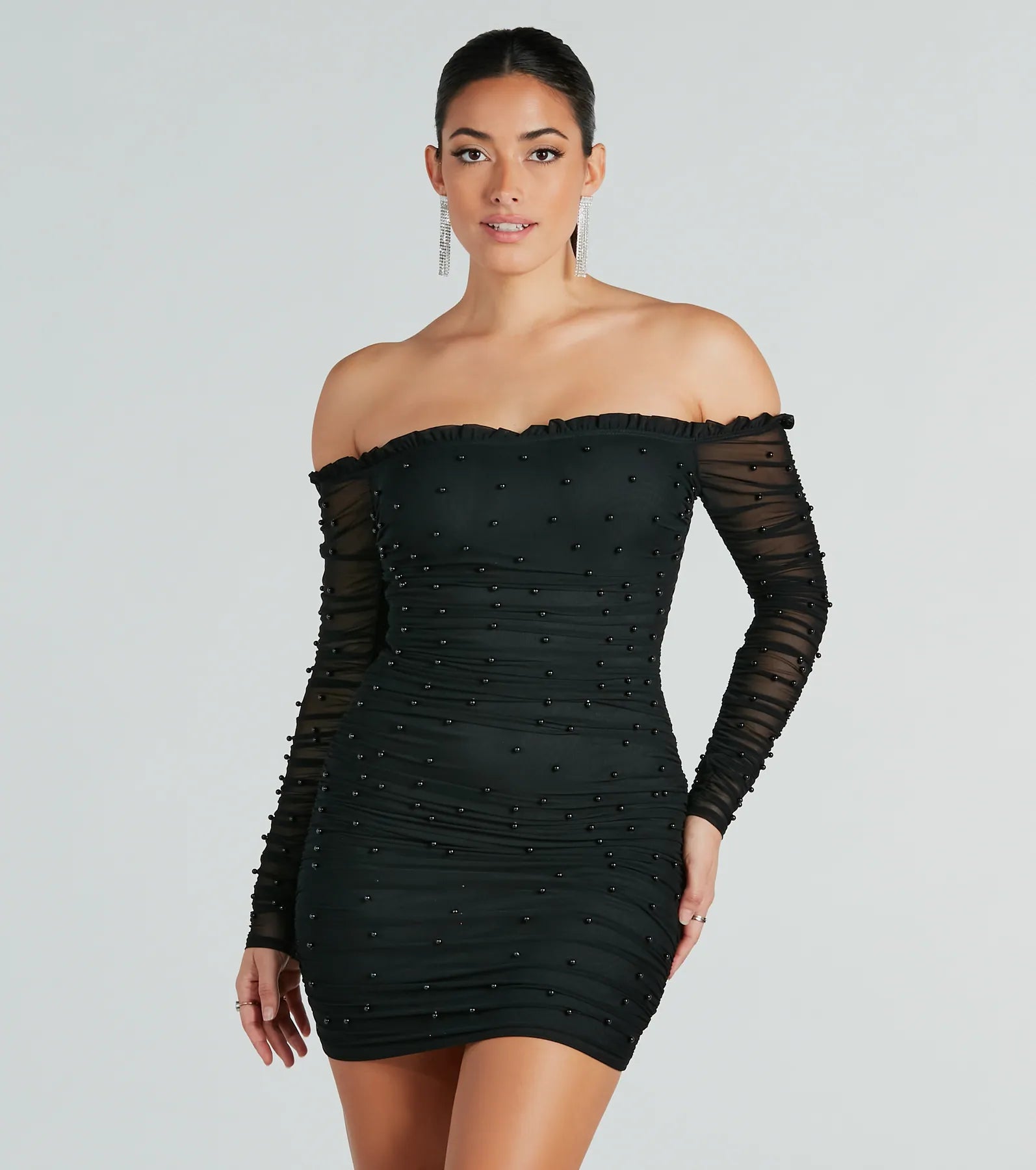 Elite Style Pearl Embellished Mini Dress - Image 5