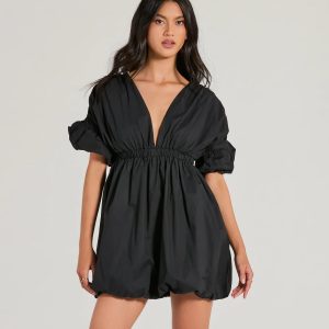 Love Game Plunge V-Neck Bubble Skater Dress