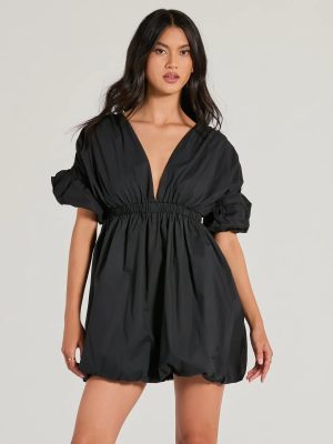 Love Game Plunge V-Neck Bubble Skater Dress