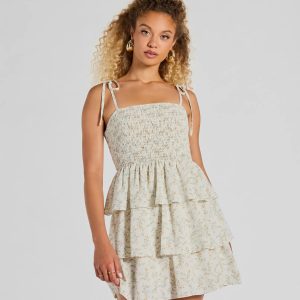 Cascading Romance Ruffle Floral Skater Dress