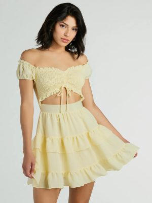 Girlycore Off-The-Shoulder Ruffled Skater Dress