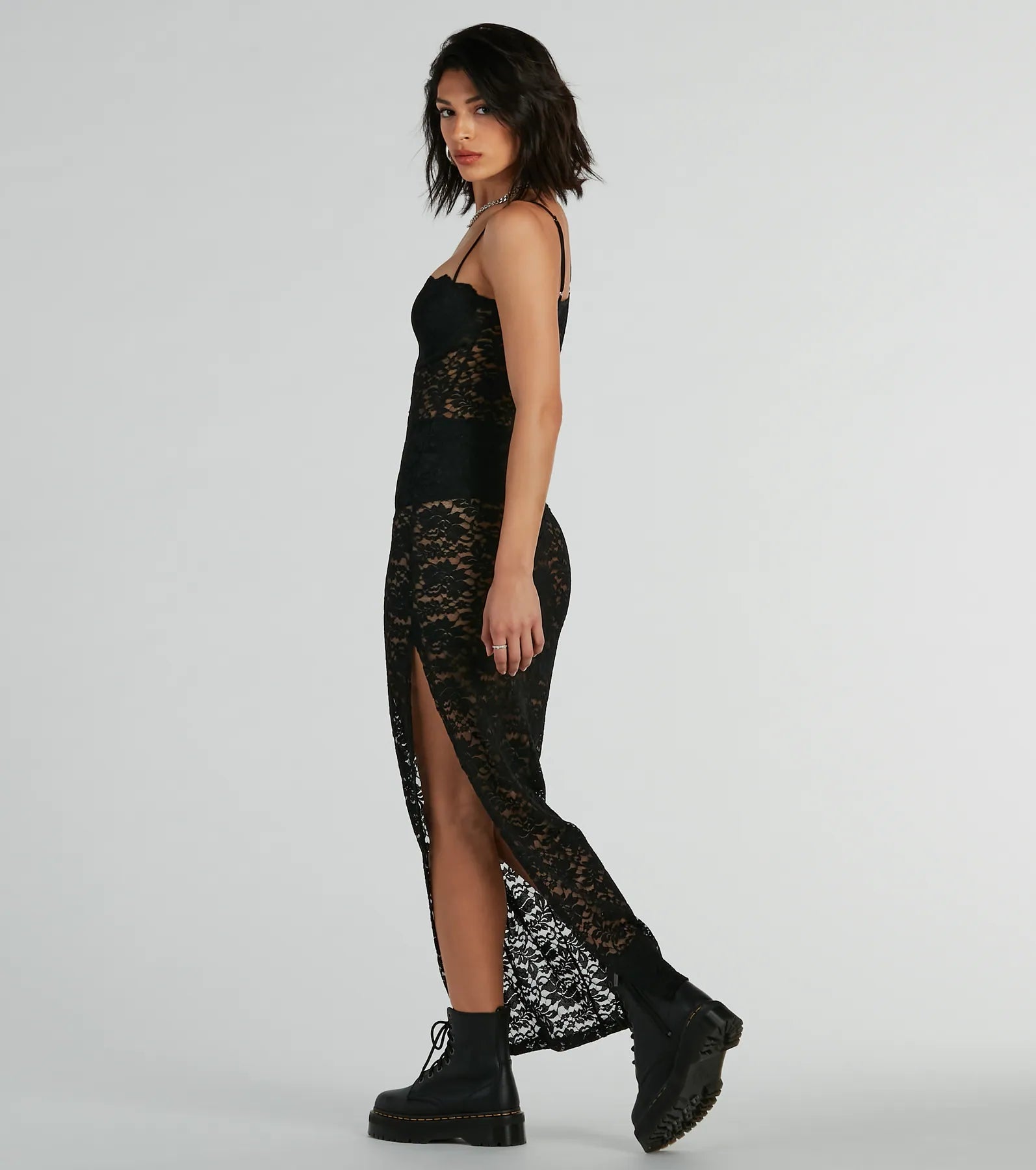 Kiss And Tell Sweetheart Sheer Lace Maxi Dress - Image 2