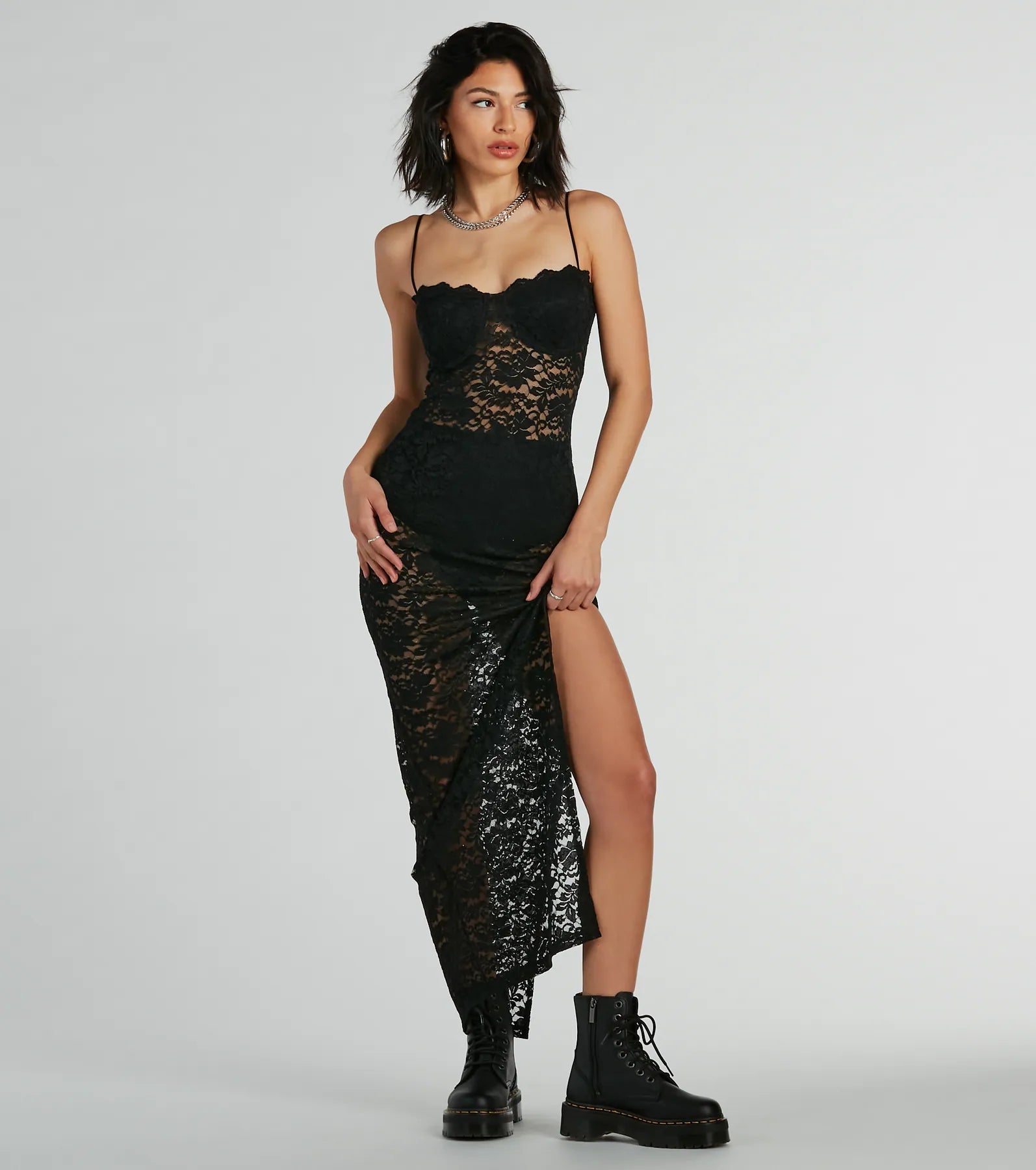 Kiss And Tell Sweetheart Sheer Lace Maxi Dress - Image 4