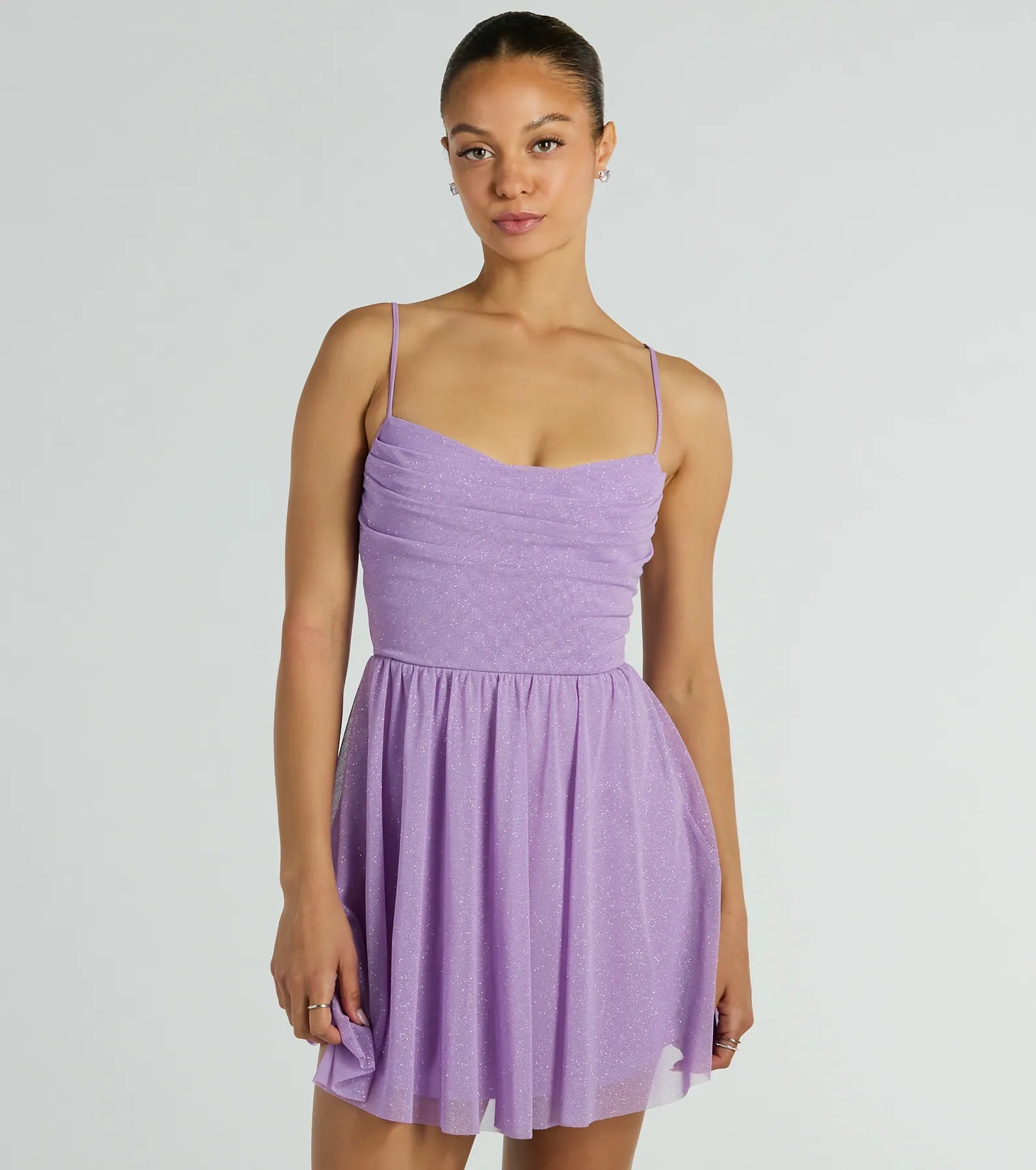 Ready To Shine Glitter Short Skater Dress - Image 5