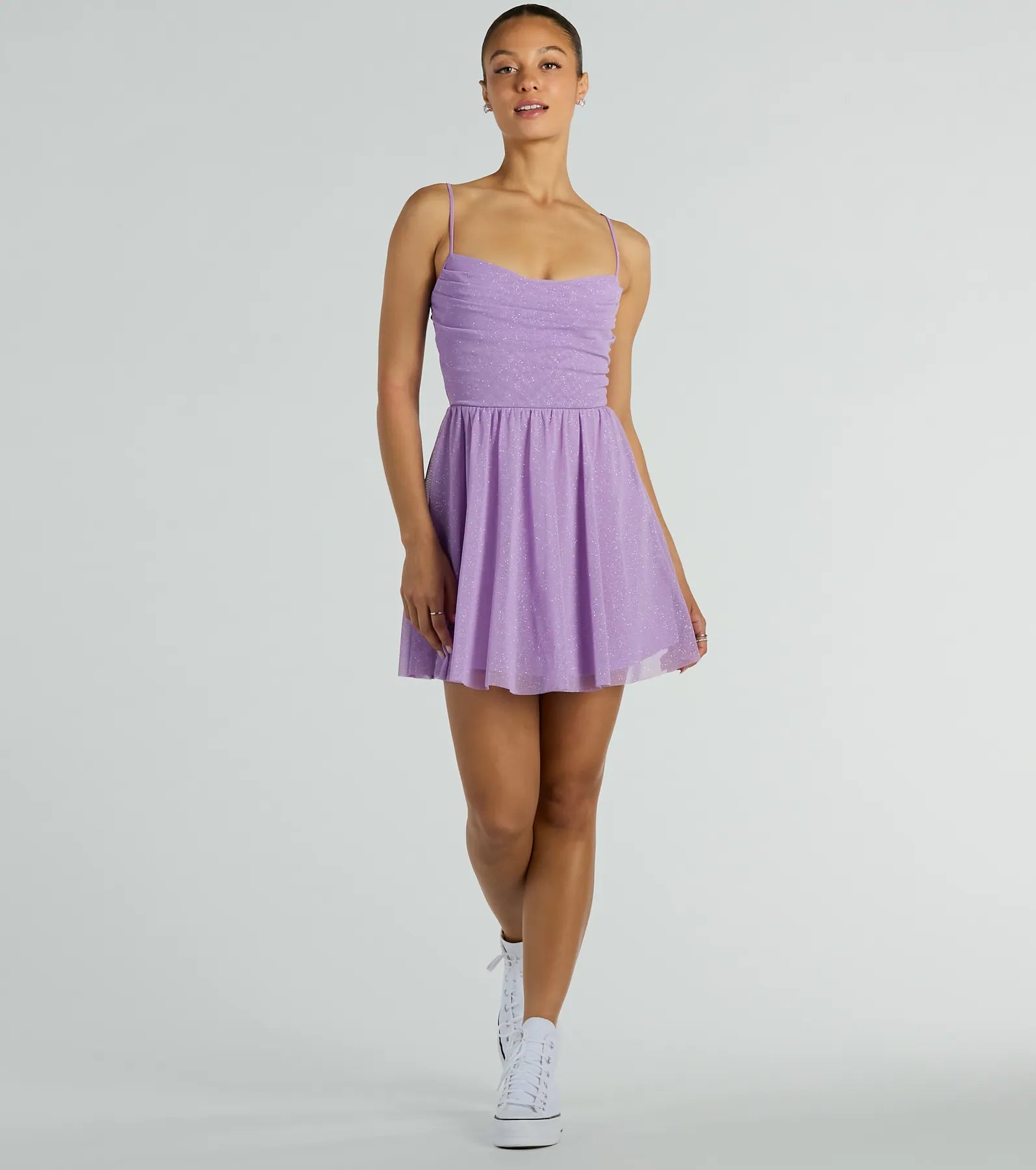 Ready To Shine Glitter Short Skater Dress - Image 7