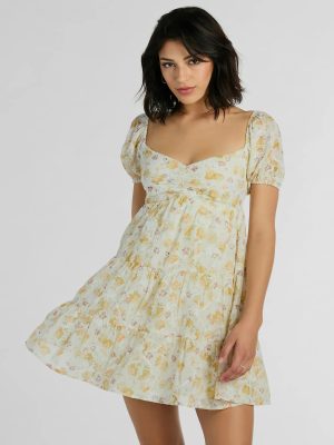 Captivating Cutie Eyelet Floral Babydoll Dress
