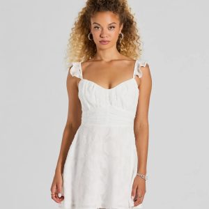 Charming Floral Chiffon Lace Trim Skater Dress