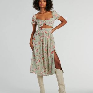 Life's A Breeze Floral Cutout Midi Dress