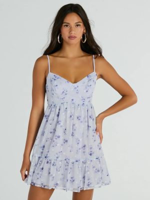 Sunny Posture Tie Back Floral Chiffon Skater Dress