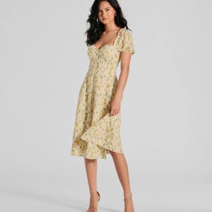 When Life Gives You Lemons Sweetheart A-Line Midi Dress
