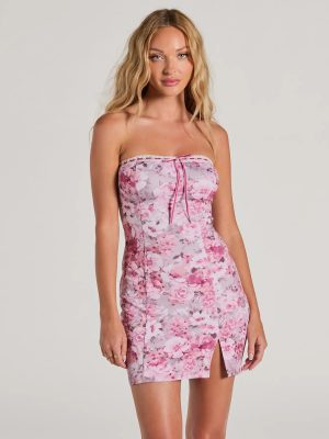 Sweetest Aesthetic Strapless Floral Mini Dress