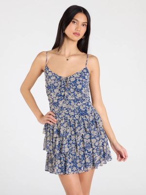 Sun And Blooms Floral Chiffon Skater Dress