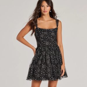 Starry Night Glitter Tulle Skater Dress