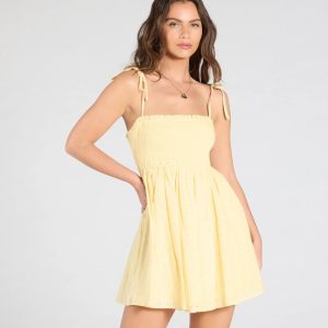 Sunny Tones Smocked Eyelet Skater Dress