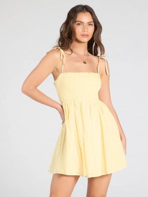 Sunny Tones Smocked Eyelet Skater Dress