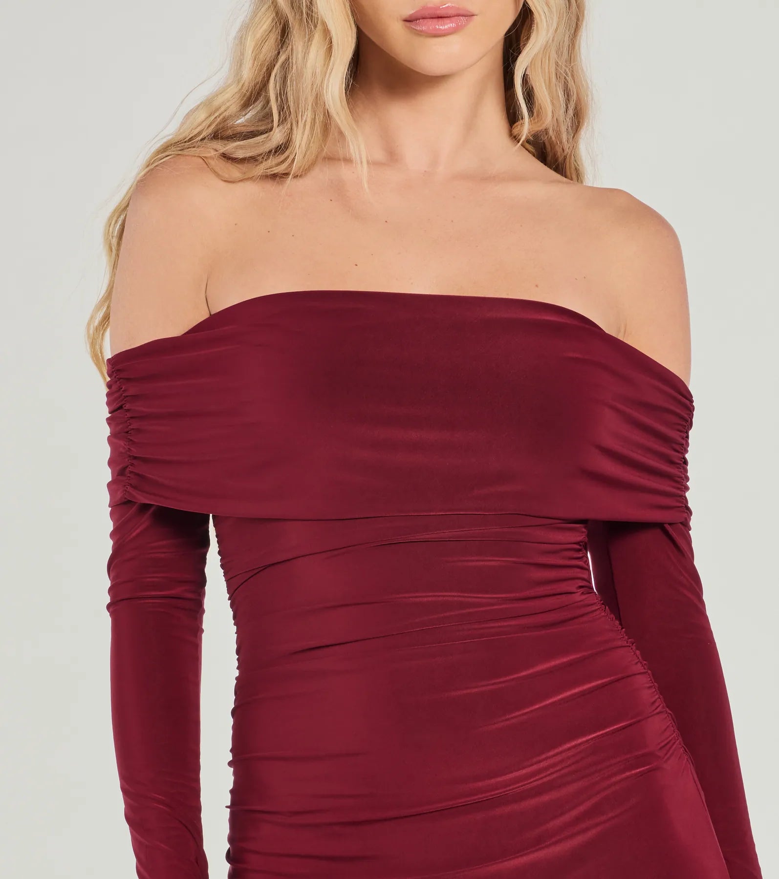 Casual Affair Long Sleeve Ruched Midi Dress - Image 9