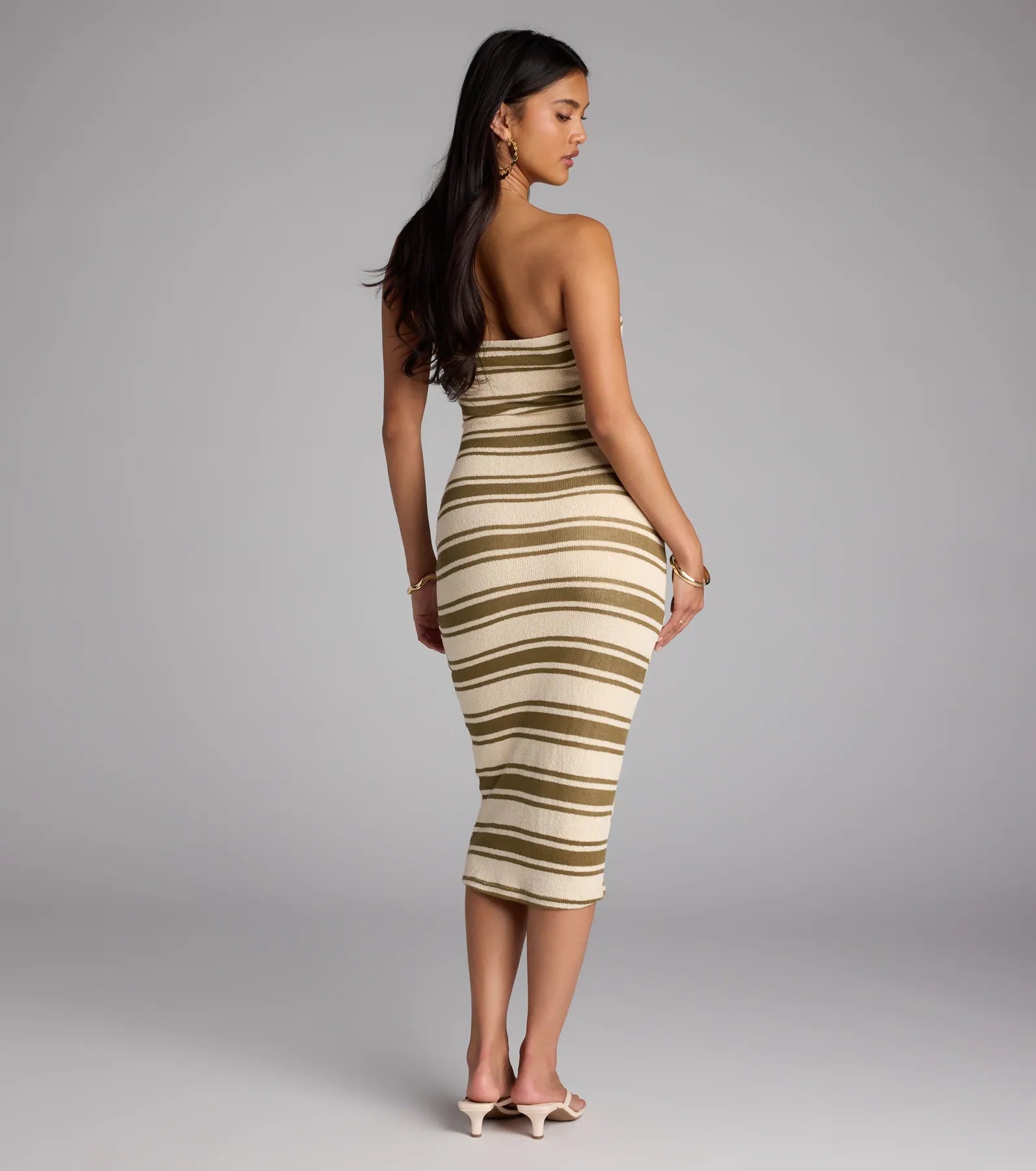 Own The Room Striped Knit Midi Tube Dress - Image 2