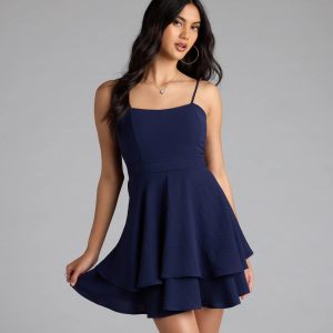 Lovely Day Tie Back Ruffle Skater Dress
