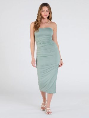 Casually Sultry Strapless Bodycon Midi Dress