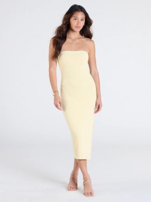 Smooth Talker Strapless Bodycon Midi Dress