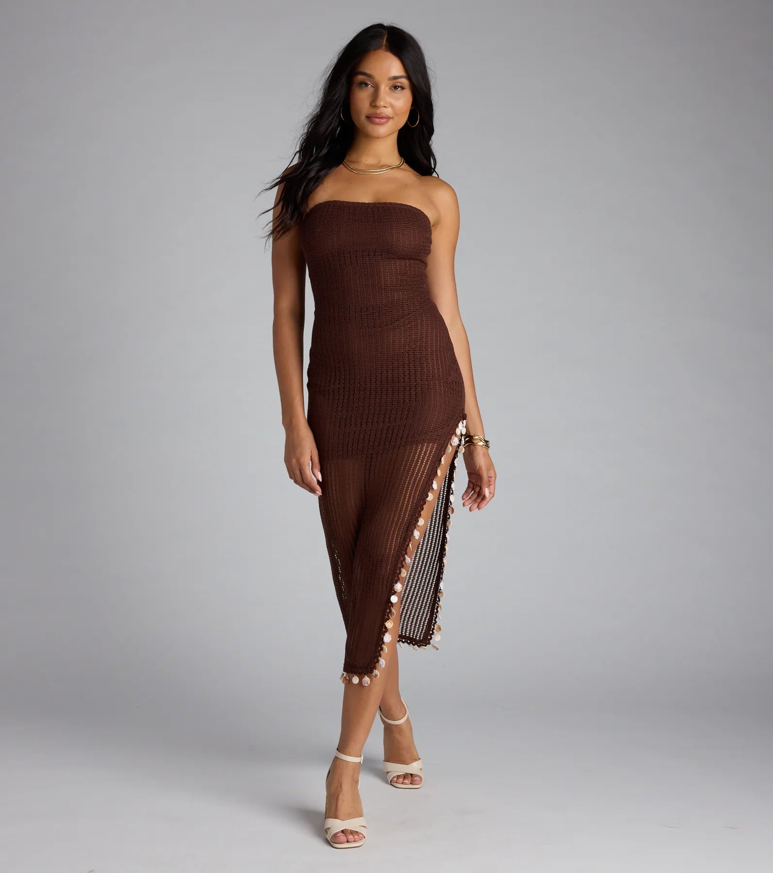 Dinner By The Sea Tube Crochet Midi Dress - Image 2