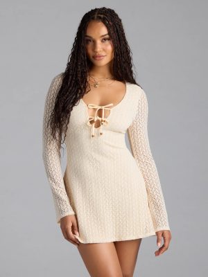 Dreamy Boho Bell Sleeve Knit Mini Dress