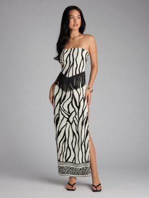 Chic On Vacay Geometric Print Maxi Tube Dress