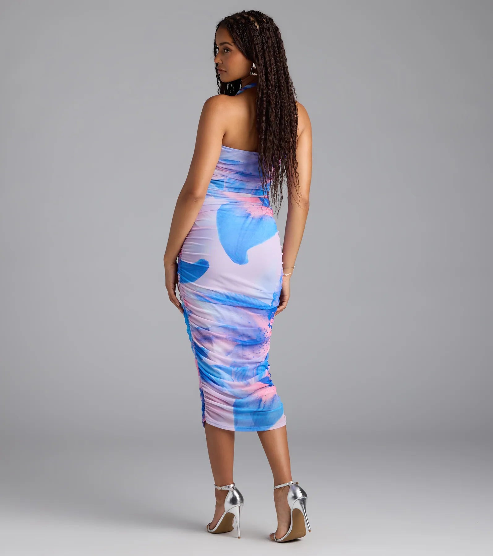Captivated In Floral Halter Bodycon Midi Dress - Image 6