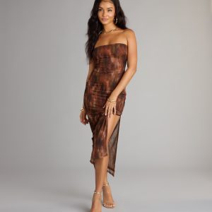 High Drama Abstract Mesh Maxi Dress
