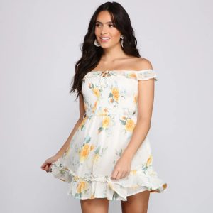 Floral Wonder Ruffled Skater Dress