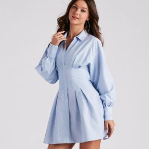 Perfectly Striped Shirt Skater Dress