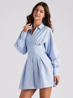 Perfectly Striped Shirt Skater Dress