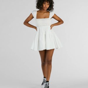 Sunny Days Square Neck Tie-Back Skater Short Dress