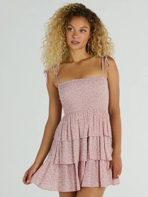 Flirty Day Ruffled Ditsy Floral Skater Dress