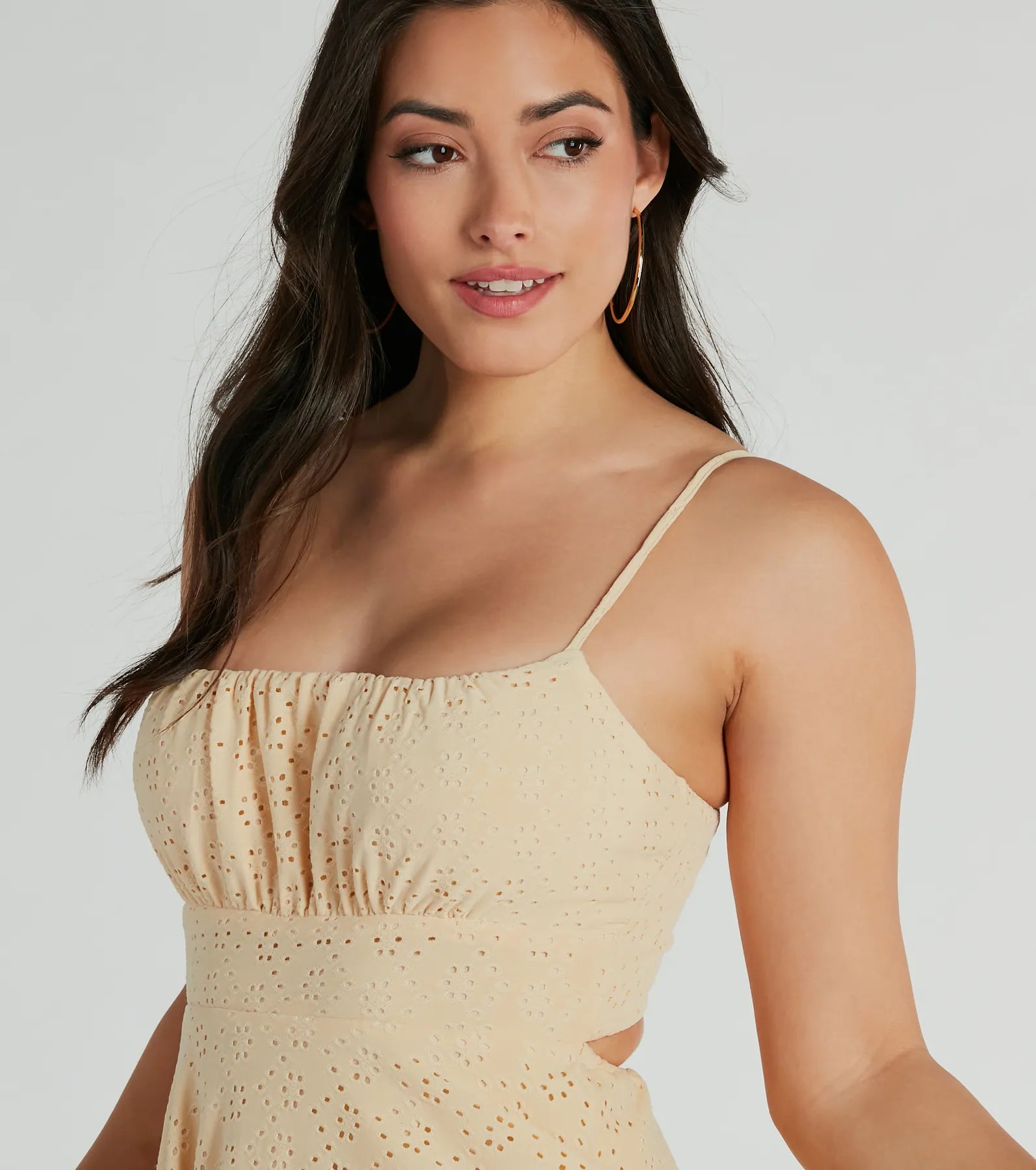 Simply Sunny Scoop Neck Skater Eyelet Mini Dress - Image 3
