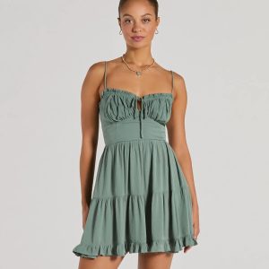 A Sweet Look Sleeveless Ruffled Skater Dress