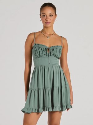 A Sweet Look Sleeveless Ruffled Skater Dress