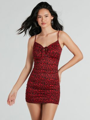 Flirty In Floral Sweetheart Bodycon Mini Dress