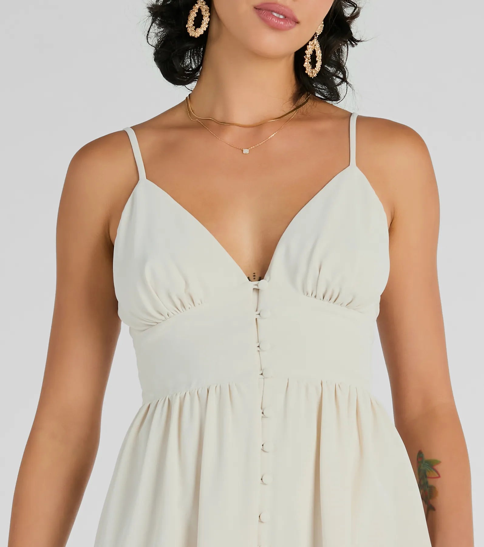 Enchanting Look V-Neck Button Down Skater Dress - Image 4