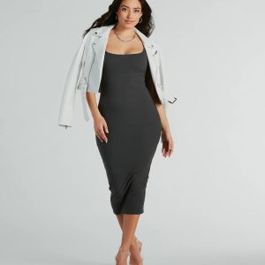 So Effortless Ribbed Knit Bodycon Midi Dress